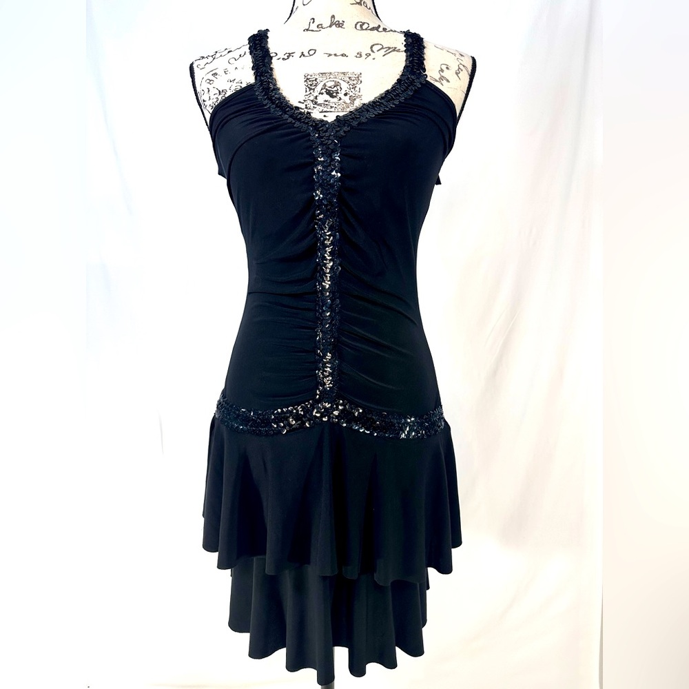 Vintage Y2K  Lipstick Dress  Small Sequins Ruffles Fairy Black Emo 90’s Clubwear